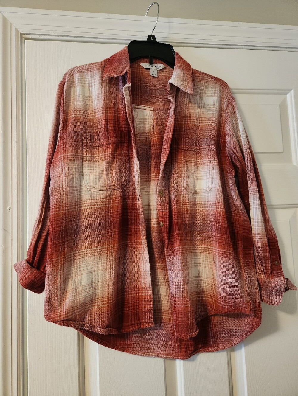 Old Navy Pink Plaid Boyfriend Shirt